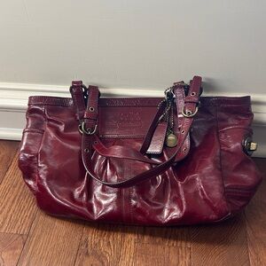 Coach 12730 Dark Red Burgundy color Gallery Patent Leather Bag Tote Purse